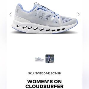 On Cloudsurfer Heather/White Womens Running Sneakers Size 7 W/Box Like new!